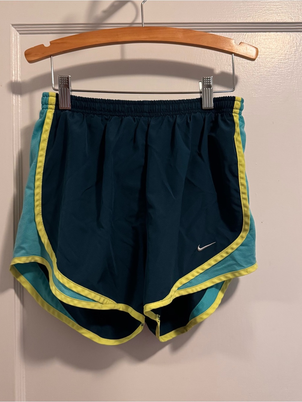 Nike Women's Teal, Dark Teal & Yellow Athletic Shorts